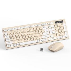 Wireless Keyboard and Mouse Set -Latte Color